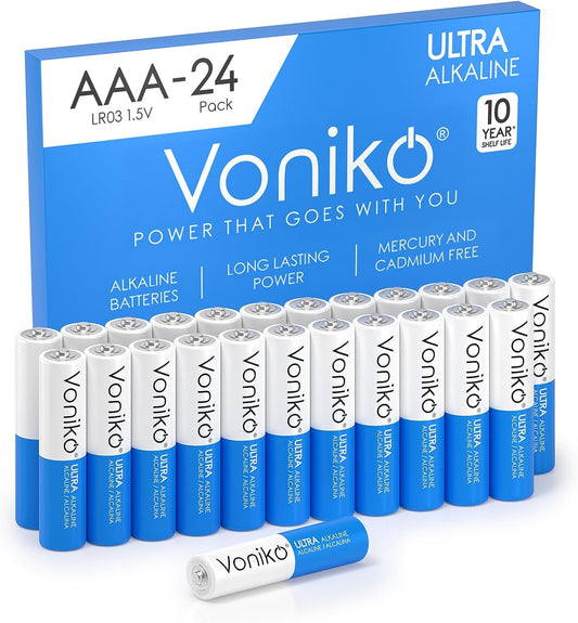 AAA Batteries 24 Pack - 1.5V Alkaline Triple AAA Batteries | 30 Percent More Power Triple a Batteries, 10 Years Shelf Life, Leakproof Design for Remotes & Emergency Gear
