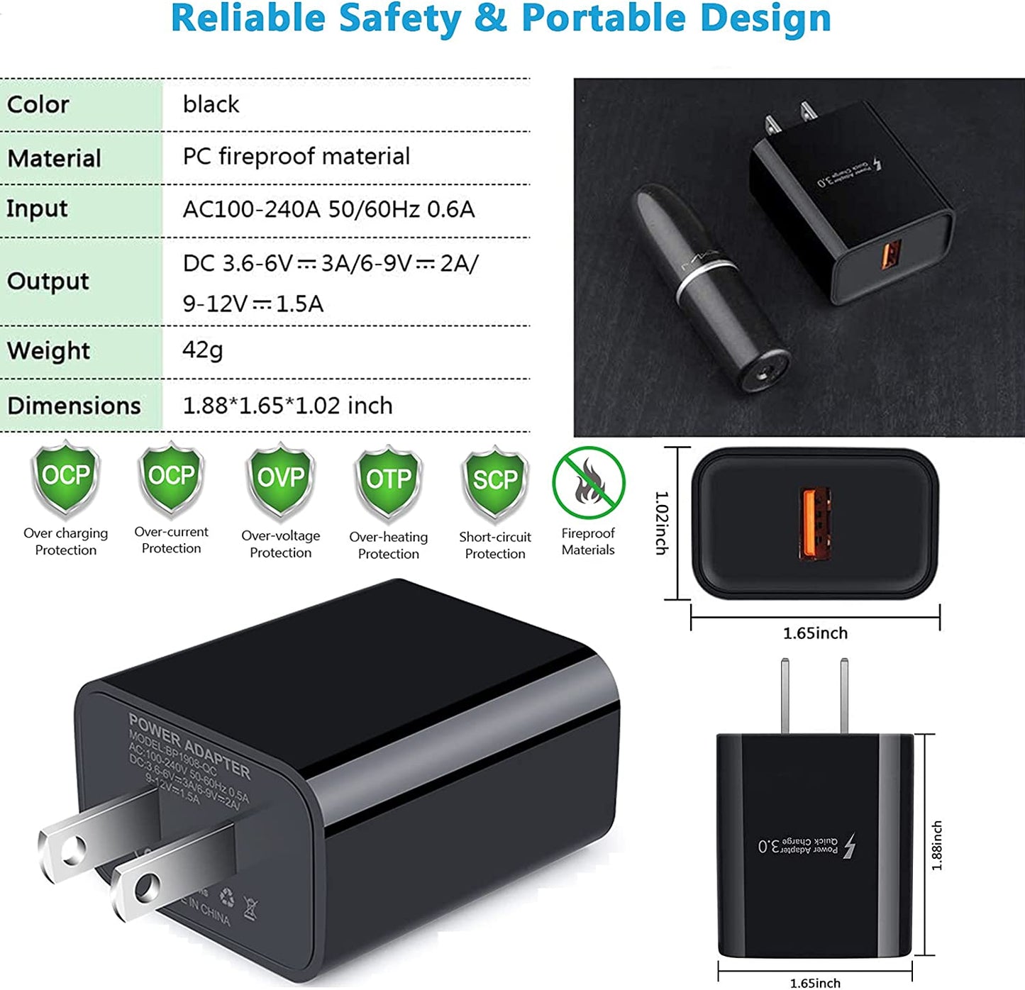 Type C Charger Fast Charger for Samsung Galaxy S26 S25 S24 S23 S22 S21 | Z Fold7 A57 A37 A17 A56 A36 A26 A16 A55 A35 A25 A15 A54 A14 A53,Quick Charge 3.0 Car Charger Wall Adapter+3Ft 6FT USB C Cable