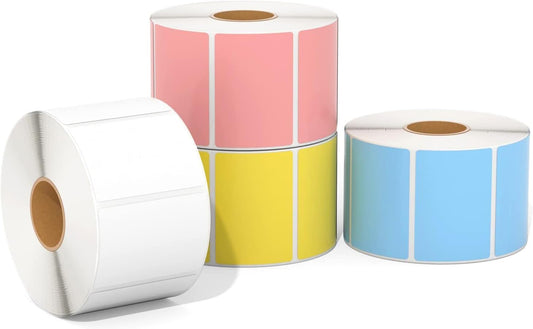 2.25X1.25 Thermal Labels, 4000 Sheets/4 Roll,4 Color | White, Blue, Pink, Yellow, Strong Adhesive, Non BPA&BPS for Small Business, Shipping,Mailing, Bakery, Price Tag
